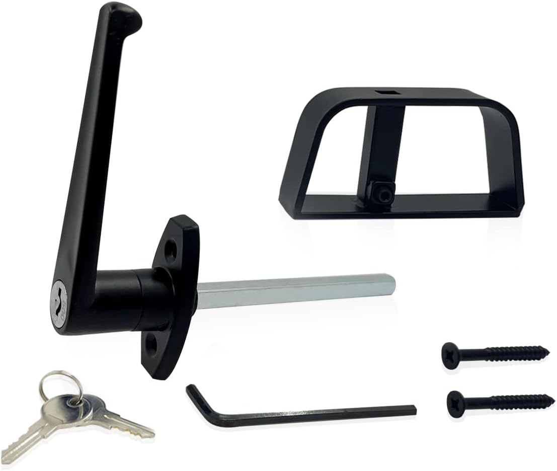 OYU LHandle Lock Shed Door Latch Lock Kit with 2 Keys and 2 Screws, 41/2" Stem