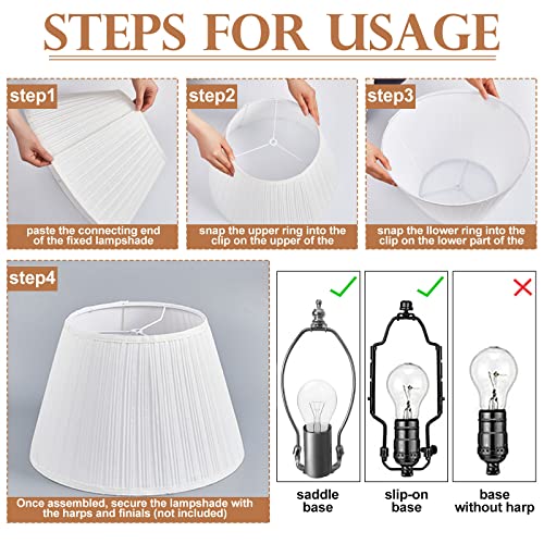 2 Pcs White Pleated Lamp Shade 9.8 X 15.7 X 10.6 Inch Large Mushroom Pleated Modern Empire Lampshade Fabric Plastic Barrel Pleated Softback Lamp Shade Clip On Bulb For Table Floor Light, Spider Fitter #TOP5