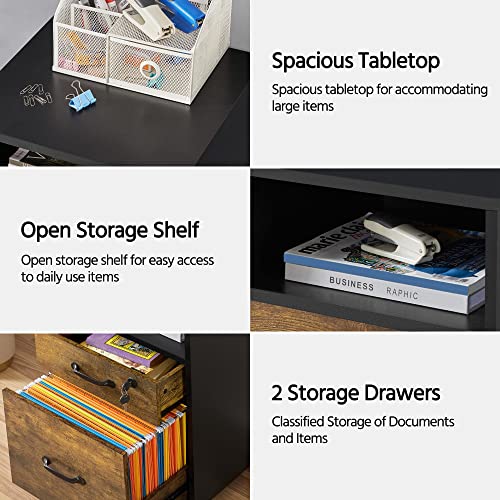 Yaheetech Mobile File Cabinet With 2 Drawers And Open Compartment, Under Desk Vertical File Cabinet With Lockable Wheels For A4, Letter Size Hanging File Folders Printer Stand For Home Office #TOP6