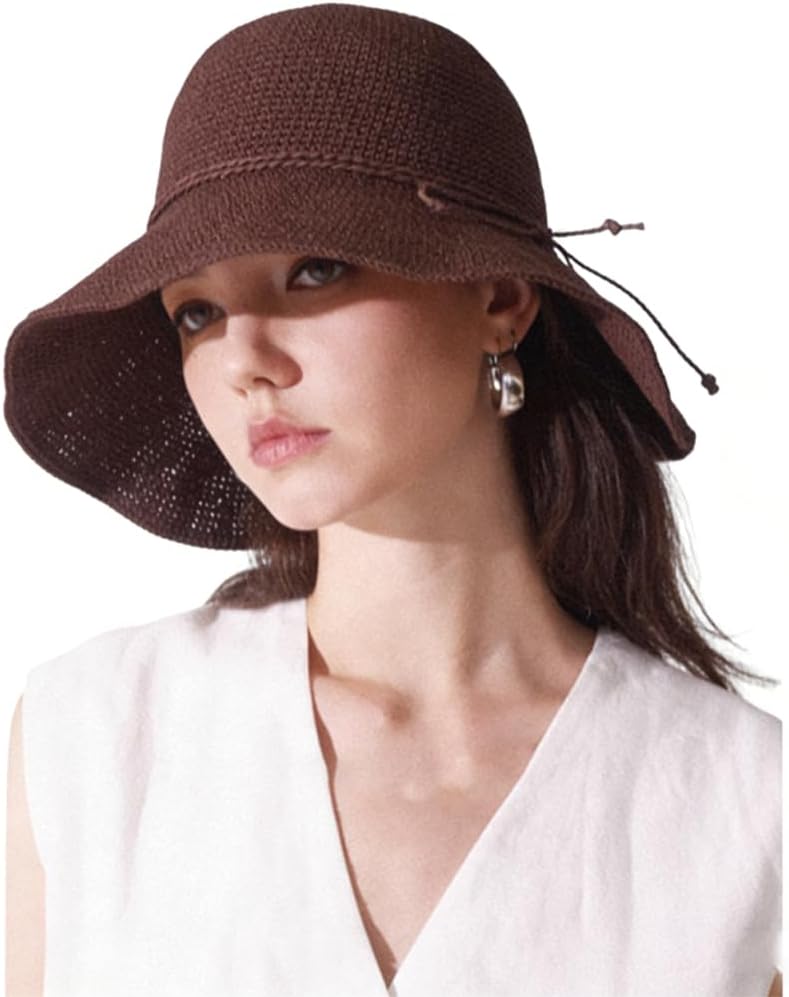 Sombrero de playa para mujer tipo bucket plegable con lazo miniatura 1