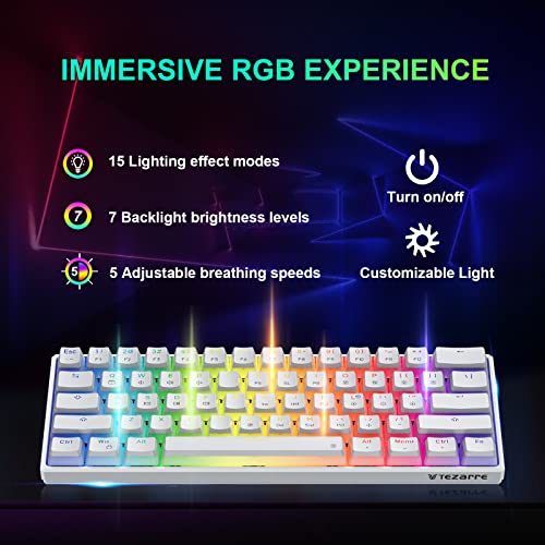 Tezarre Tk61 60% Hotswap Mechanical Gaming Keyboard With Pbt Pudding Keycaps,Rgb Backlit Wired Usb Optical Switches Keyboards Full Keys Programmable For Windows Mac Pc Gamers (Gateron Optical Red) #TOP3