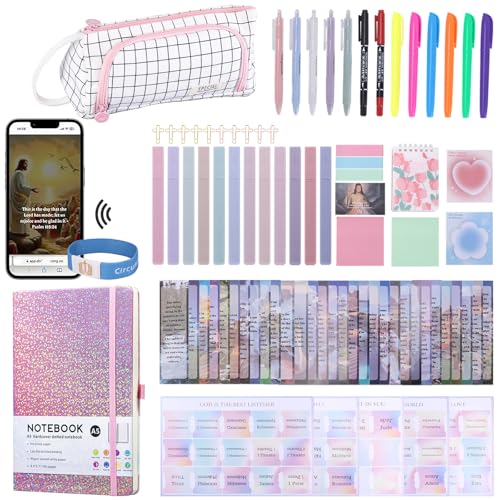 Bible Study Supplies with Daily Bible Verse Bracelets,Bible Journaling Kit