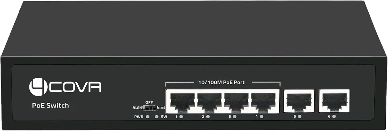 Amazon.com: 4COVR 4-Port PoE Switch Ethernet PoE Switch, 100Mbps RJ45 ...