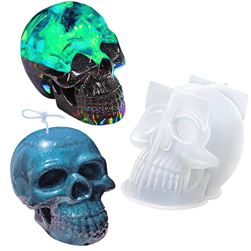 Stampo per Candela Grande Teschio, Stampo in Silicone 3D per Halloween con Teschio, Stampo in Resina per Candela, Stampo per Colata Epossidica, Decorazione per la Casa, Profumate Stampo per Sapone