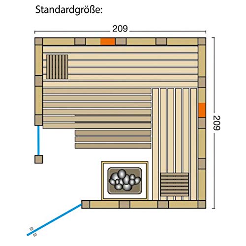 Unbekannt Infraworld Sauna Urban Complete Massivholz 209 x 209 cm nordische Fichte 391034-2