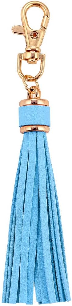 MSCFTFB 10pcs Tassel Purse Charm,Leather Keychain,Key Chain for Car Keyring Purse Accessory Bag Charm Gift for Mom(Sky Blue)