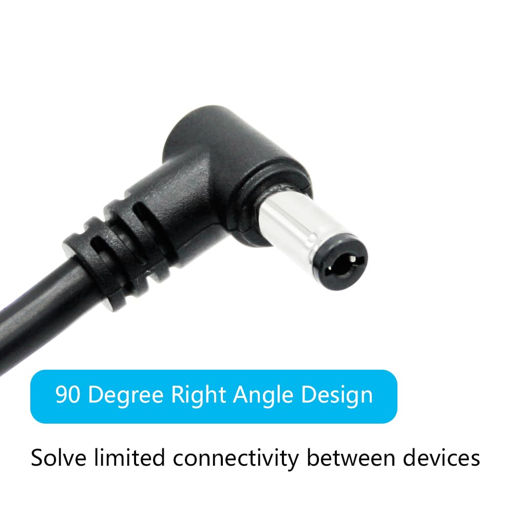 Netzkabel, DC 5,5 mm x 2,1 mm, 0,5 m, 18 AWG, 90 Grad rechtwinklig, DC5521 Stecker auf 2-poligen blanken Draht, offenes Ende, Netzkabel, für Gleichstromnetzteil, Reparatur-Ersatz, 4 Stück