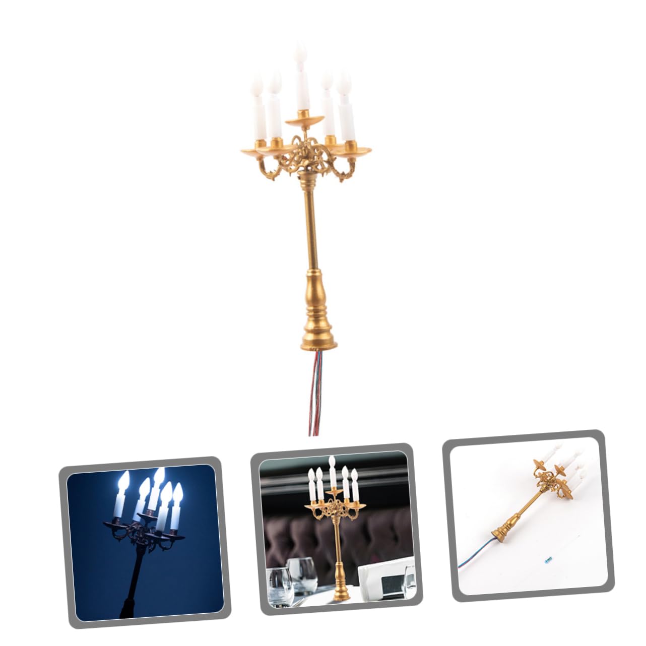 ifundom 4 Portavelas En Miniatura Mini Candelabro Mini Lámpara Modelo De Mesa De Arena Escena