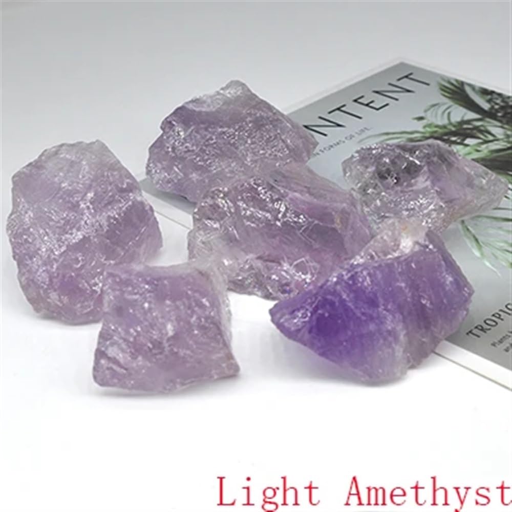 QINGQI schön Natürlicher Heller Amethyst-Rohstein, Mineralienproben, große Trommelsteine, heilende Quarzkristalle, Reiki-Edelstein-Kollektion Geschenk (Size : 500g)