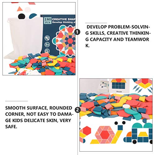 NUOBESTY 1 Conjunto 180 Pcs Blocos de Madeira Padrão Quebra-Cabeça Precoce Quebra-Cabeça Geométrico