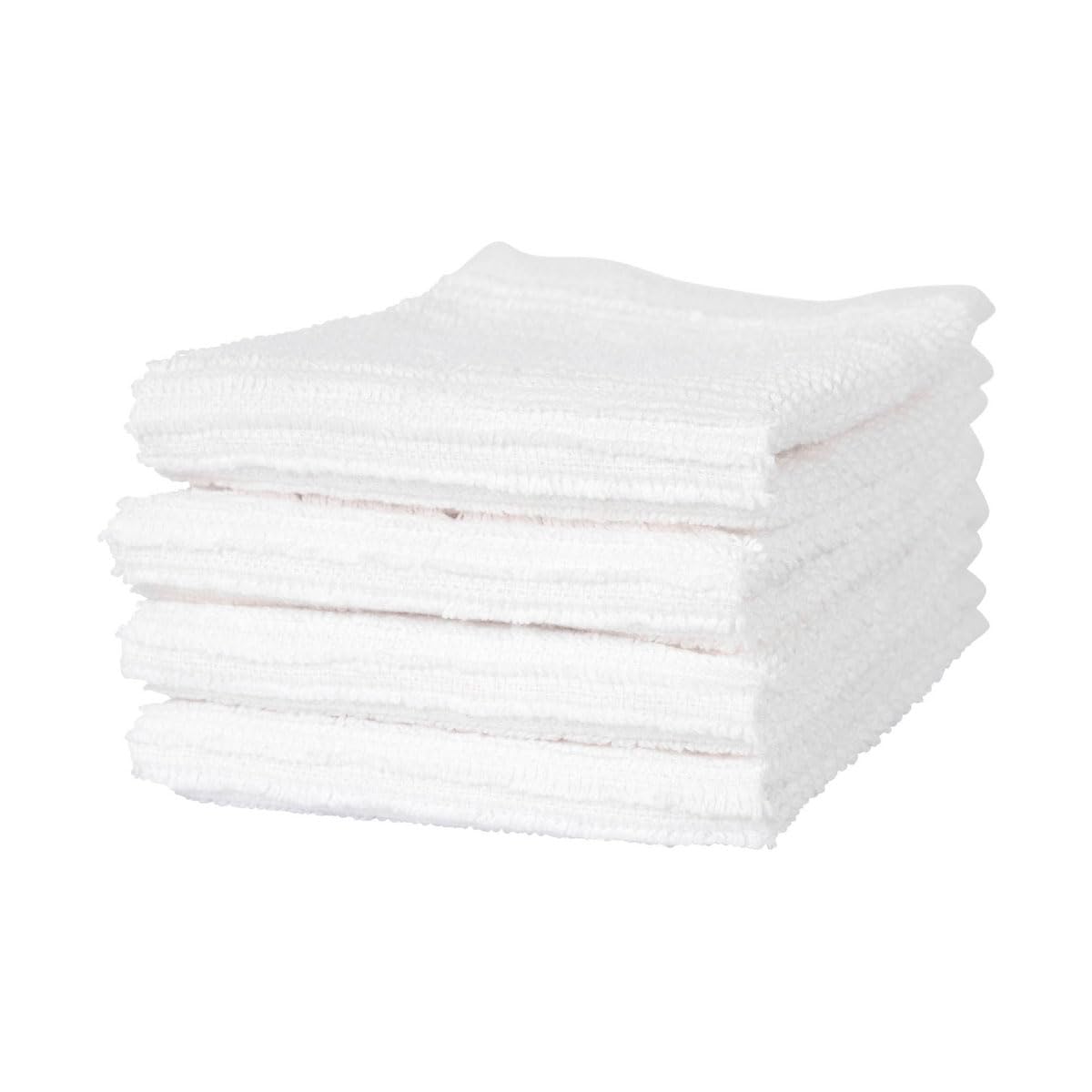 Mrs. Anderson's Baking White Cotton Bar Mop Dish Cloths Set Of 4, 12 X 12-Inches, Soft And Absorbent, Lint-Free Cloths For Washing, Cleaning, And Drying