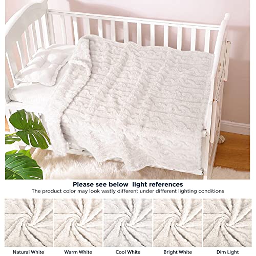 Image of HOMRITAR 3D Cream Fleece Fluffy Fuzzy Baby Blanket for Boys Girls | Soft Cozy Warm Bed Throw Blanket for Infant Toddler Shower Gift Nursery Crib Stroller All Season 30 x 40 Inch
