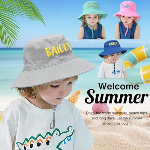 Personalized Baby Sun Hat with Name - Wide Brim Bucket Hat for Toddler Girls & Boys, Custom Embroidered Beach Hat4