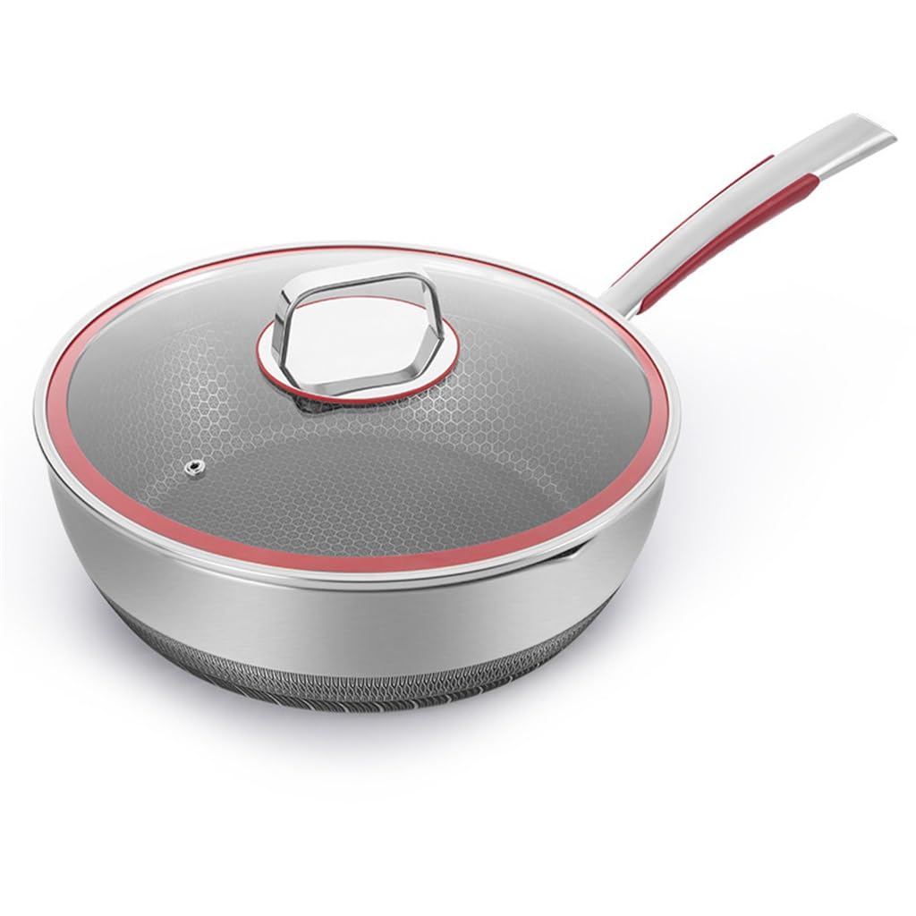 Padella in acciaio inox con fondo piatto antiaderente, senza rivestimento, per neve, D-28 cm