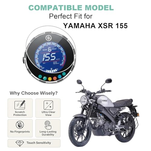 Image of Wisely Pack 2 - Screen Guard Compatible for YAMAHA XSR 155 (2025) Bike - TFT Display Digital Meter Protector - HD Clear, Full Cover - Easy Installation Kit - XSR155 Instrument Cluster Accessories