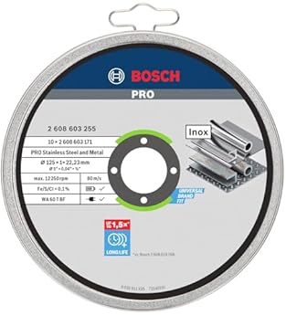 Foto di Bosch Professional 2608603255 - Può Contenere 10 Dischi Standard Inox: 125 x 1mm, Nero, 125 mm x 1 mm x 22.23 mm