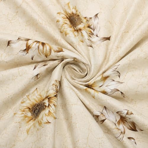 Image of Microfiber Fabric 8Pcs Diwan Blend Set of 60X90 Inch 1Bedsheet 16x16inch 5Cushion Covers 18x28 inch 2Bolster Covers (Ivory Yellow Flower)
