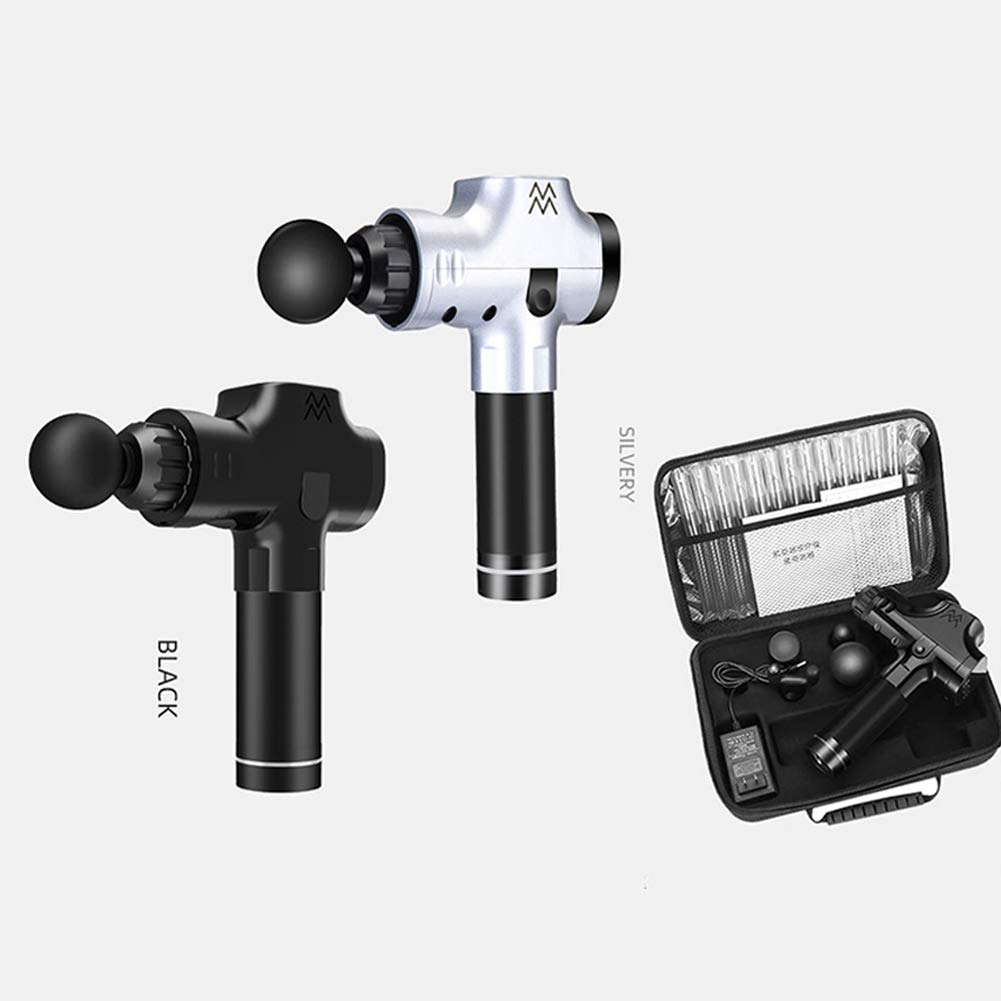 Pistola per Massaggi, Massaggiatore Muscolare Palmare per Tessuti Profondi, Pistola A Fascia Regolabile 2500mAh 20 velocità con 6 Teste di Massaggio, Riduzione Intelligente del Rumore