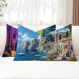 Kissenbezug 70x90 2 Stück Outdoor Kissen Rosa Sofakissen Rechteckig Kissenbezüge Villa Doppelseitig Samt Kissenhüllen für Deko Wohnzimmer Bett Terrassen Herbst Garten Sofa Kissen Aesthetic G1-77