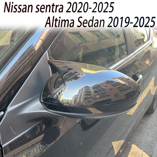 Image of Side Mirror Cover,for Nissan Sentra 2020-2025 /Nissan Altima 2019-2025, Bright Black Side Rear Mirror Covers Body Kit Accessories for Cars.