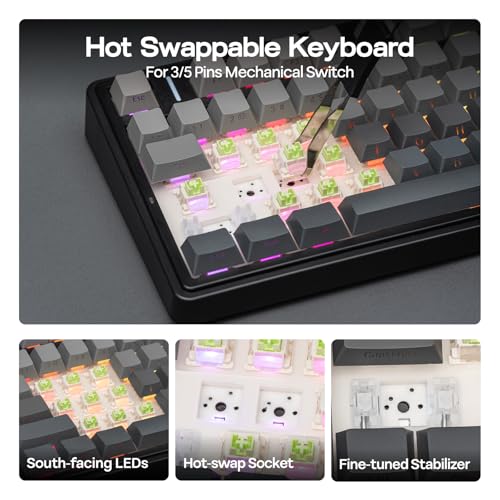 EPOMAKER x Aula F75 Gasket Mechanical Keyboard, 75% Wireless Hot Swappable Gaming Keyboard with Five-Layer Padding&Knob, BT/2.4GHz/USB-C, RGB (Black Gradient, LEOBOG Reaper Switch) - Image 6