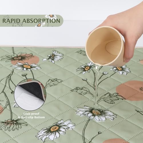 Image of IEUUMLER Washable Pee Pads for Dogs, 2 Pack Non-Slip & Waterproof Pack Whelping Pad, Reusable Washable Puppy Potty Training Pad with Fast Absorbent for Playpen EU007 (Grass Green Daisy, 36 inchX41 inch-2pcs)