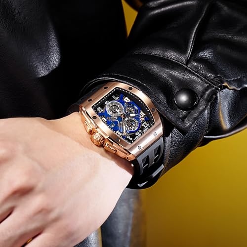 Image of TSAR BOMBA Men's Luxury Quartz Watch, Luminous Dial 5ATM Water Resistance Silicone Strap Men's Wristwatch Ideal Gift for Men