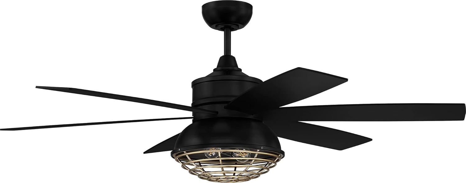 Craftmade Rugged 52-inch Ceiling Fan in Flat Black/Satin Brass