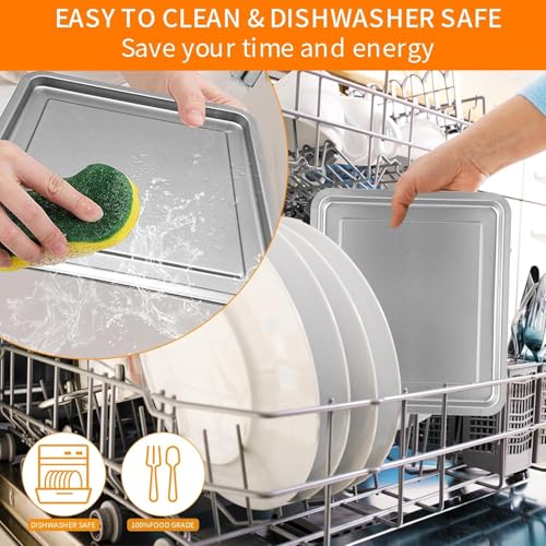 Image of ZuKaYeHome Air Fryer Replacement Parts for Emeril Lagasse 26 QT Extra Large Air Fryer, 12.2''x11.2'' Stainless Steel Air Fryer Tray Grill Pan Accessories Grill Plate Crisper Plate Rack