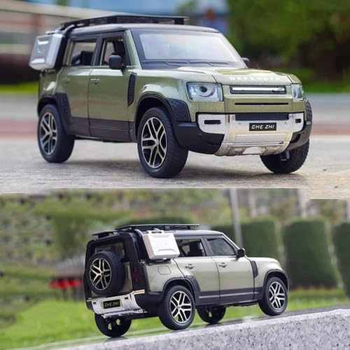 Image of Invite 1:24 Defender Model Car Zinc Alloy Pull Back Toy Diecast Toy Cars with Openable Doors, Sound and Light for Kids Boy Girl Gift (Land Rover Defender - Green Color)
