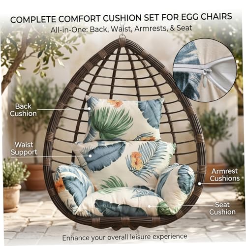 Coussin pour fauteuil suspendu lavable - Solution de rechange confortable pour chaise œuf de jardin
