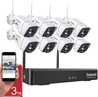 1080P Wireless Security Camera System, Firstrend 8CH Wireless NVR System with 8pcs 1080P HD Security Camera and 3TB Hard Drive Pre-Installed,P2P Wireless Security System for Indoor and Outdoor Use