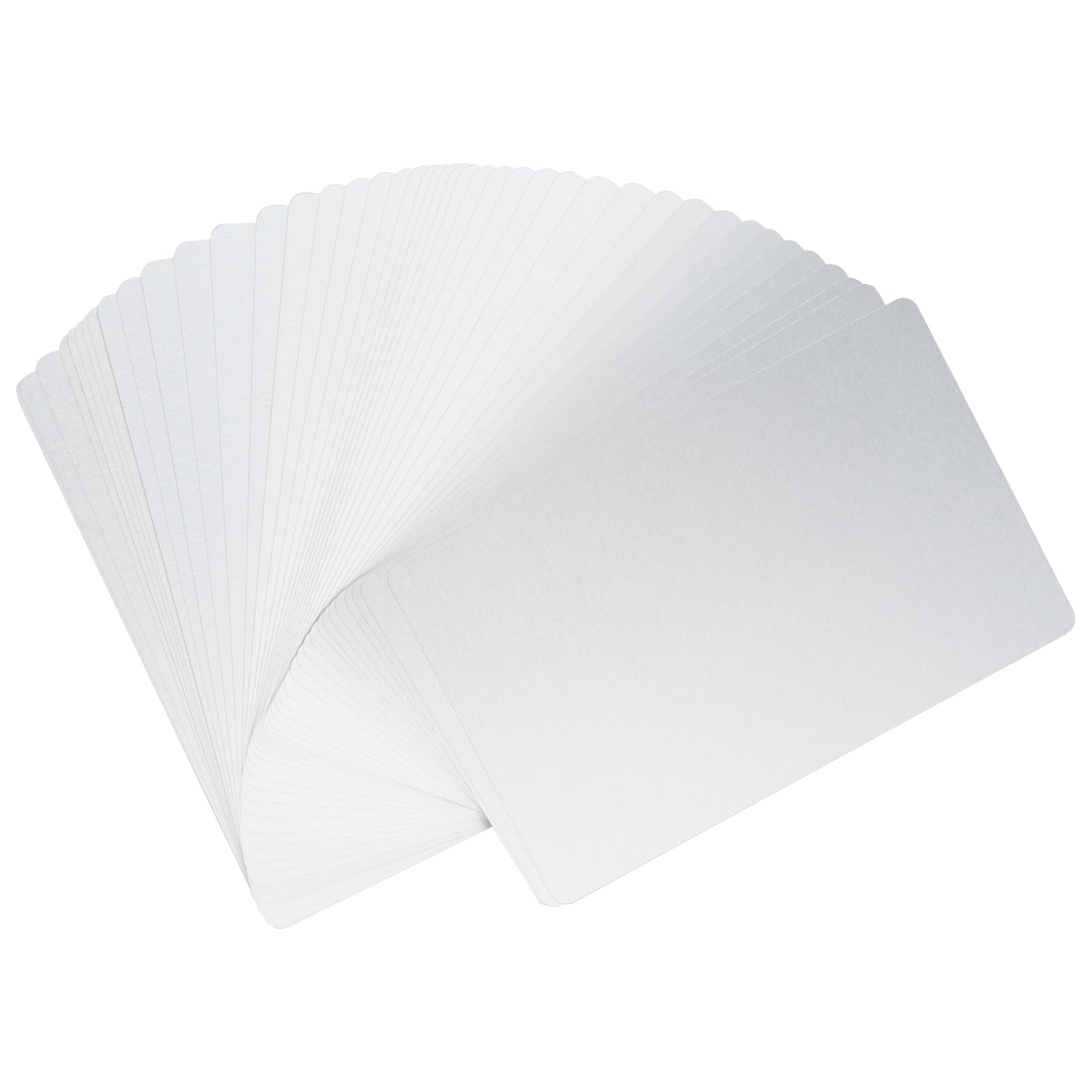 ZEONHEI Silver 100x Aluminium Business Cards, 8.6x5.4cm, 0.21mm Thick, Blank Name Cards for Laser Engraving, DIY Gift Cards, Office Customers