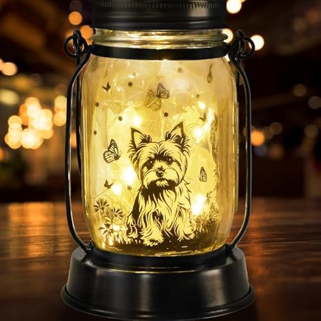 Dog Solar Lanterns Dog Lover Gifts for Women Men Dog Lovers Gifts Hanging Dog Lanterns with Stake for Yard Lawn Garden Decor Waterproof Dog Lights Torches
