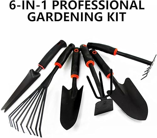 Miniatura 3 de Juego de herramientas de jardín grande con mango de goma antideslizante, 6 piezas resistentes, herramientas de mano de jardinería, resistente,