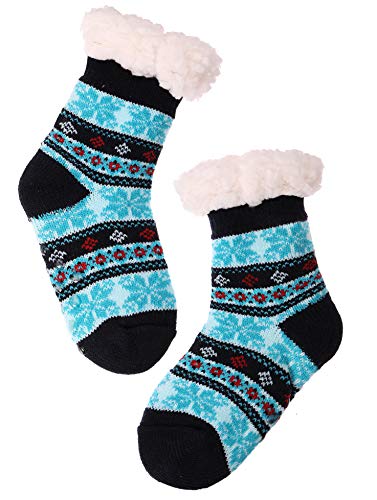 Image of MOGGEI Girls Slipper Fuzzy Socks Kids Boys Fluffy Fleece Lined Warm Plush Sherpa Winter Child Home Socks