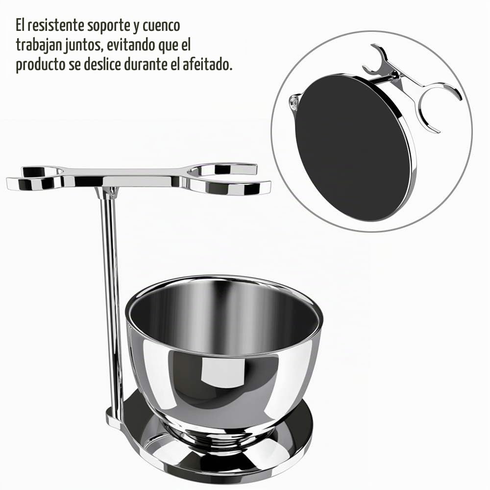 GRUTTI Juego de maquinilla de afeitar, maquinilla de afeitar cromada y soporte de cepillo con cepillo de afeitar y mango de soporte para afeitadora compatible con Fusion 5 Regalo para hombres