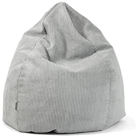 mokebo® Sitzsack Cord XXL für Kinder & Erwachsene in Grau 'Der Tagträumer', Indoor Bean Bag mit EPS-Perlen Füllung Cover