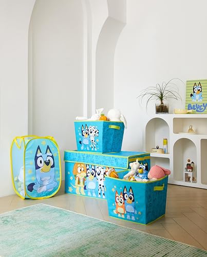 Bluey 4 Piece Storage Solution Set with Pop Up Hamper Collapsible Storage Trunk and 2 Nestable Storage Bins