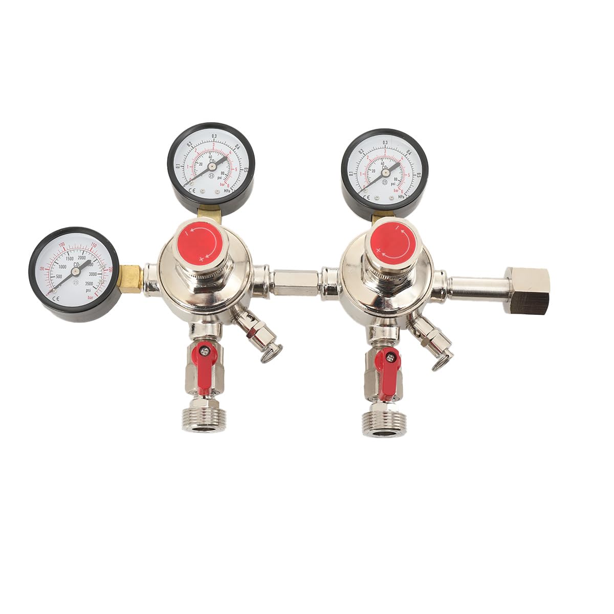 Réducteur de Pression Double CO2 Détendeur Bière Régulateur de Pression CO2 | Réducteur de Pression CO2 de Fût, Double Manomètre pour Distributeurs de Bière, Doppelskala