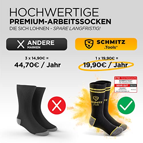 Foto von SCHMITZ.Tools Arbeitssocken Herren 39-42 in Premium Qualität - Work Socken - Arbeits Socken 39-42 – Herren Arbeitssocken Damen - Worker Arbeit – Baumwolle - Atmungsaktiv - 5 Paar