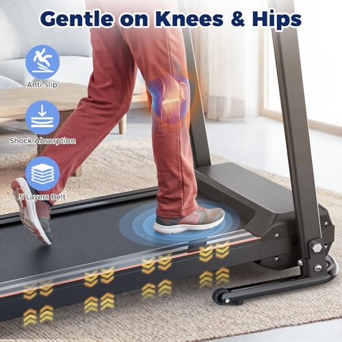 Image of Treadmill for Senior At Home with Handrails Safety Clip, 300LBS Capacity | Senior Treamill with APP Control, 0.5-6MPH, Cushioned 41 in x 14 in Belt for Joint Protection Rehab, 2.5HP, Emergency Stop