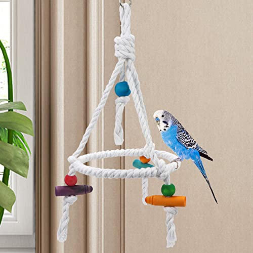Bird-Parrot-Cotton-Swing-Round-Perch-Stand-with-Chew-Toy-for-Parakeet-Budgie-Cockatiel-Finch-Conure-Canary-Budgie