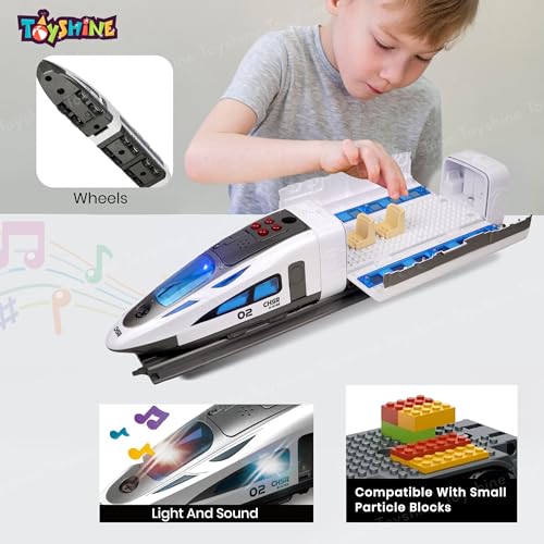Image of Toyshine 46cm DIY High Speed Hyperloop Bullet Train Toy Set inbuilt with Detachable Parts, Music and Lights | Imaginative Adventures Toys for Toddlers Age 3 +