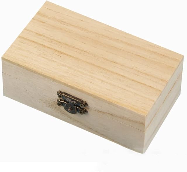 NC Different Size Pine Wooden Storage Boxes with Metal Locking Clasp, Unfinished Wooden Treasure Chest, Wood Gift Box, Decorative Wooden Box for DIY Crafting Gift Storage Box, S