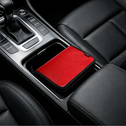 YAVIV Porte Carte Grise A5 Zippé PU Carbone-Rouge – vue 6