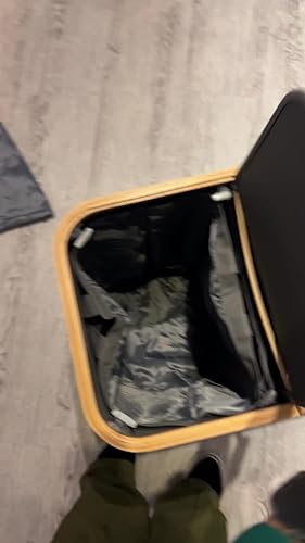 Opvouwbare Wasmand Met Deksel - 145 Liter Wasverzamelaar Voor Vuile Was 2 Vakken Zwart Opvouwbare Wasmand Met Deksel - 145 Liter Wasverzamelaar Voor Vuile Was 2 Vakken Zwart