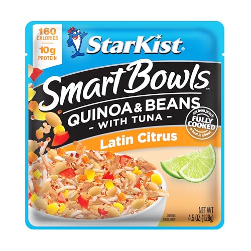 Image of StarKist Smart Bowls Latin Citrus Tuna, 4.5oz Pouch, 12-Pack | Features Quinoa and Beans, Wild Caught Light Tuna, No Draining, Ready to Eat