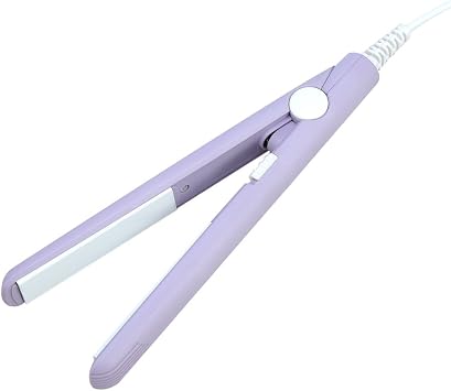 Mini Hair Straightener, 2 in 1 Mini Hair Straightener Ceramic Tourmaline Plate Beauty Flat Iron Heating Curler, Hair Straightening IronsUS Plug-Purple