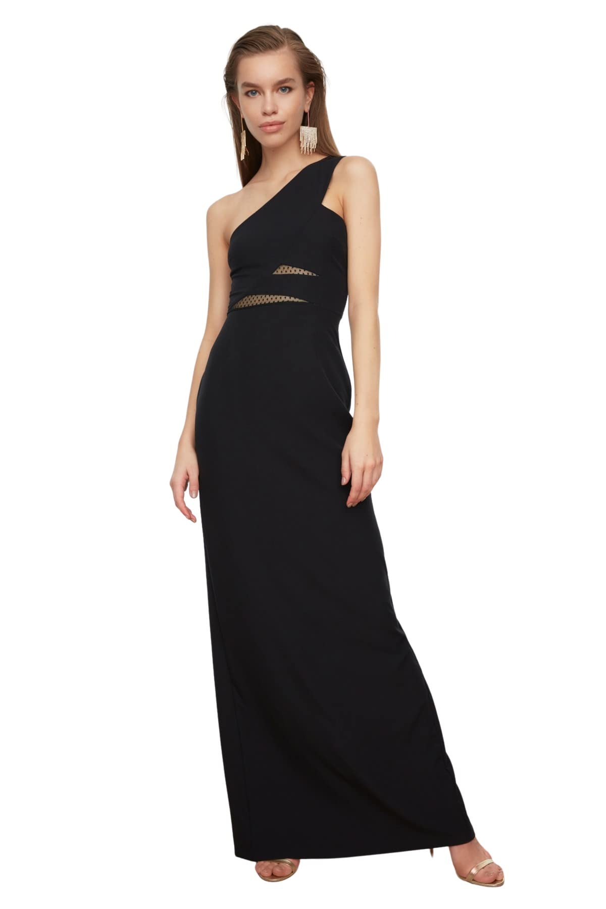Trendyol FeMan Prom/Bridesmaid Maxi Mermaid Fitted Woven Evening Dress Black